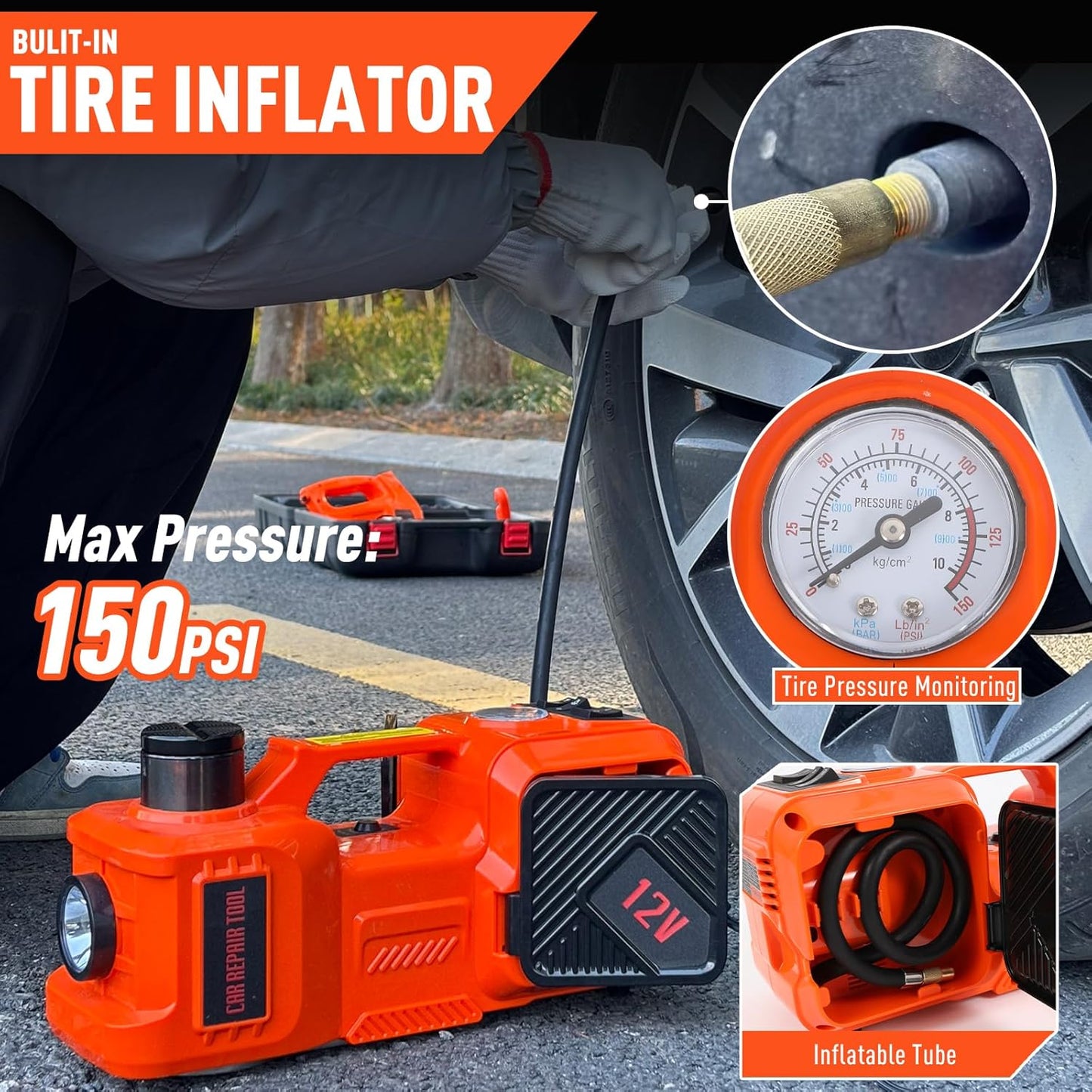 Automatic Car Jack 12V – Powerful 4-in-1 Emergency Tool (FREE LOCAL DELIVERY)